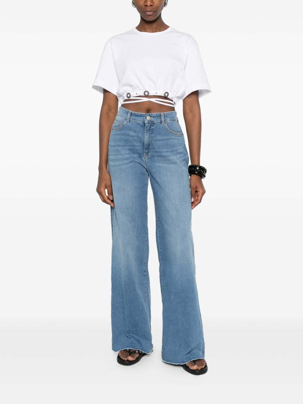 Pinko: Top e canotte online - Top Bianco Con Borchie E Lacci