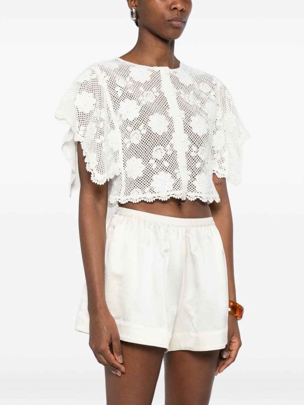 TWINSET: Tops & Tank tops online - White Crochet-Effect Top