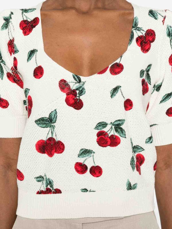 The Best Shops TWINSET: t-shirts - White T-Shirt With All-Over Cherry Graphic