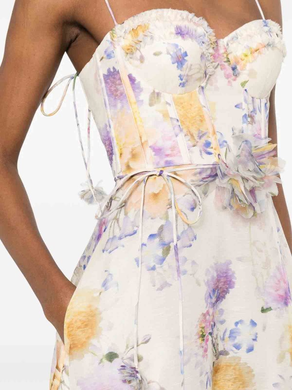 ZIMMERMANN: knee length dresses online - Midi Dress With Flower Print