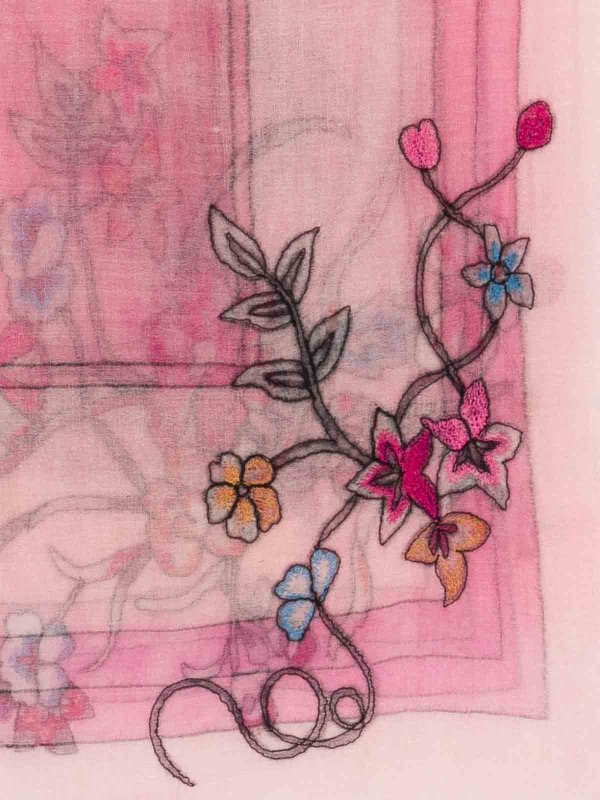 FALIERO SARTI: sciarpe e foulard online - Sciarpa Chanty Rosa Con Decorazione Floreale