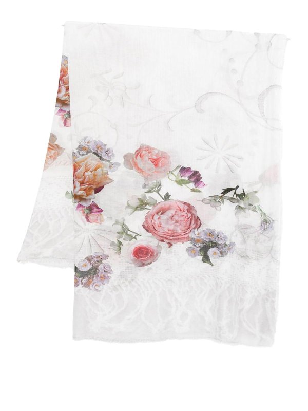 FALIERO SARTI: scarves - Fosca Scarf With Flower Decoration