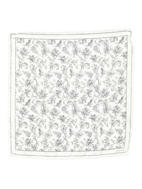 GOLDEN GOOSE: Stoles & Shawls - Foulard In Grey And White Silk
