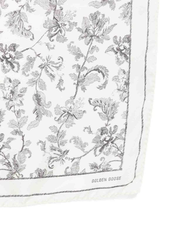 GOLDEN GOOSE: Stoles & Shawls online - Foulard In Grey And White Silk