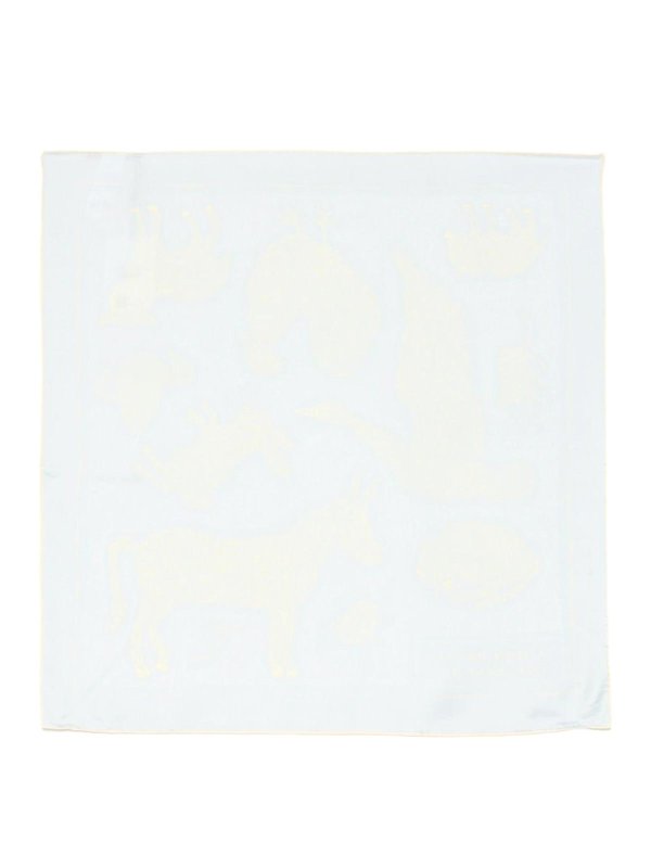 JACQUEMUS: sciarpe e foulard - Sciarpa in seta blu con stampa animalier