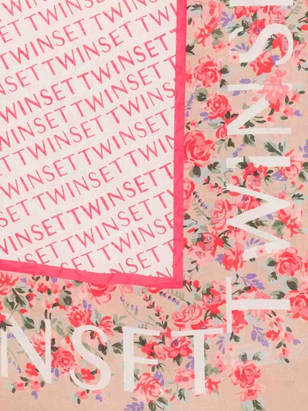 TWINSET: sciarpe e foulard online - Sciarpa rosa con stampa floreale