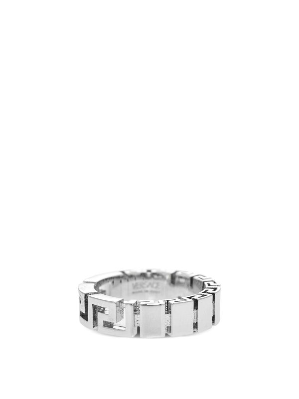 VERSACE: Rings online - Silver-Tone Greca Motif Ring