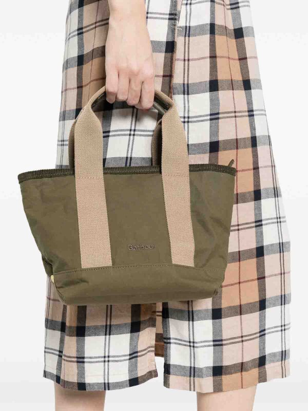 BARBOUR: totes bags online - Green Mya Mini Tartan Tote Bag