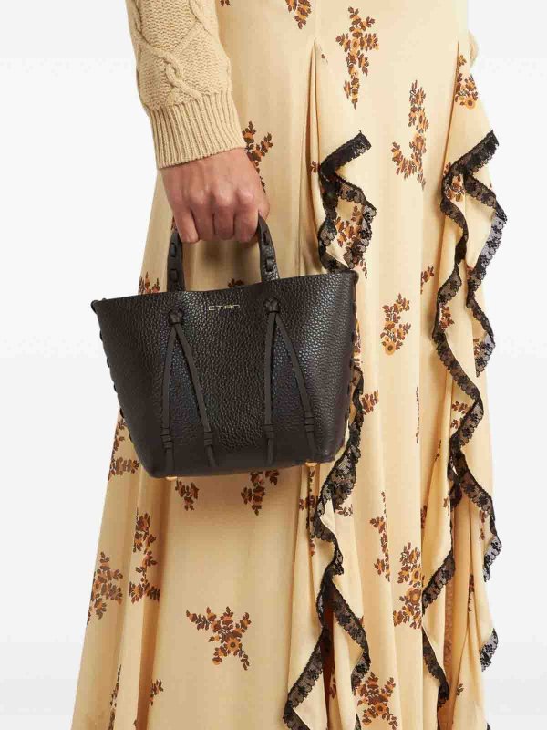 The Best Shops ETRO: totes bags - Essential Shopping Bag In Black Leather