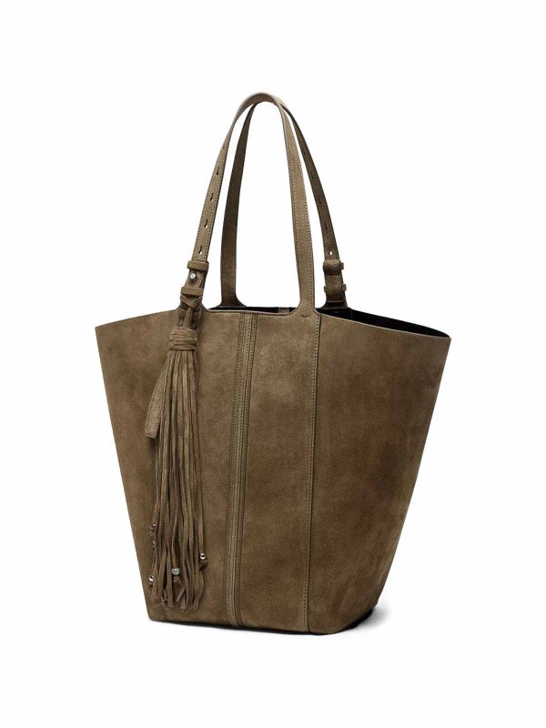 The Best Shops GOLDEN GOOSE: cross body bags - 24/7 Bag In Olive Green Suede