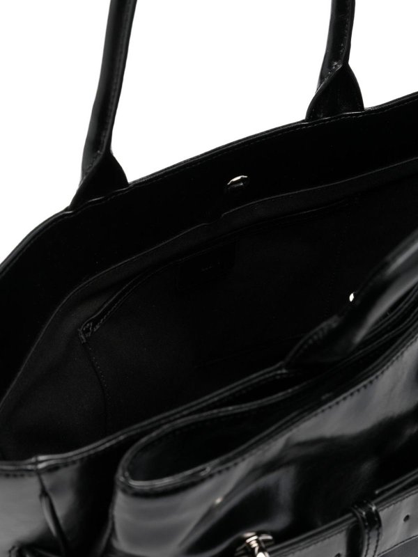 OSOI: totes bags online - Leather Brocle Tote Bag In Black