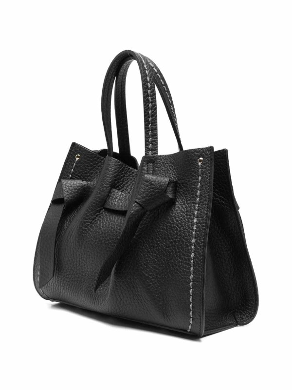 The Best Shops VISONA: totes bags - Vittoria Black Leather Tote Bag