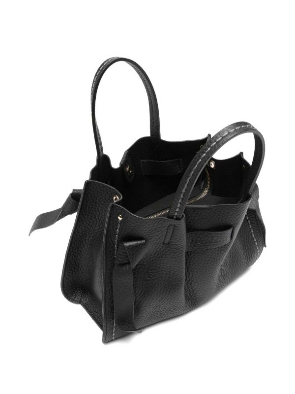 VISONA buy online Vittoria Black Leather Tote Bag