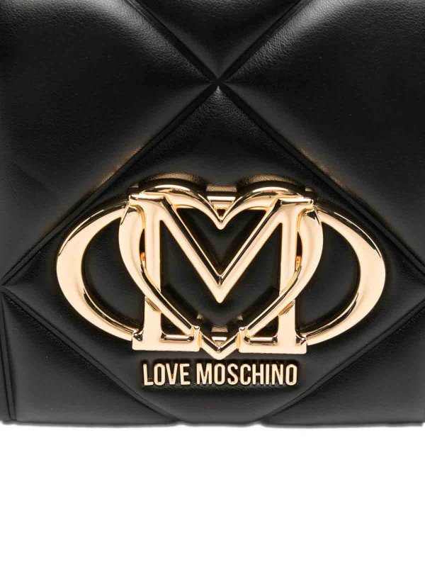 The Best Shops LOVE MOSCHINO: Black Quilted Bag With Logo Plaque