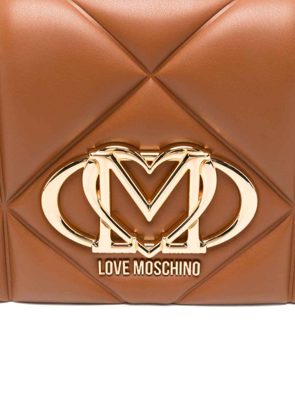 The Best Shops LOVE MOSCHINO: totes bags - Brown Quilted Bag With Logo Plaque