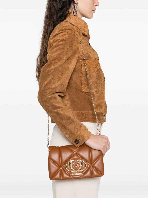 Brown Quilted Bag With Logo Plaque Replica 
online: LOVE MOSCHINO