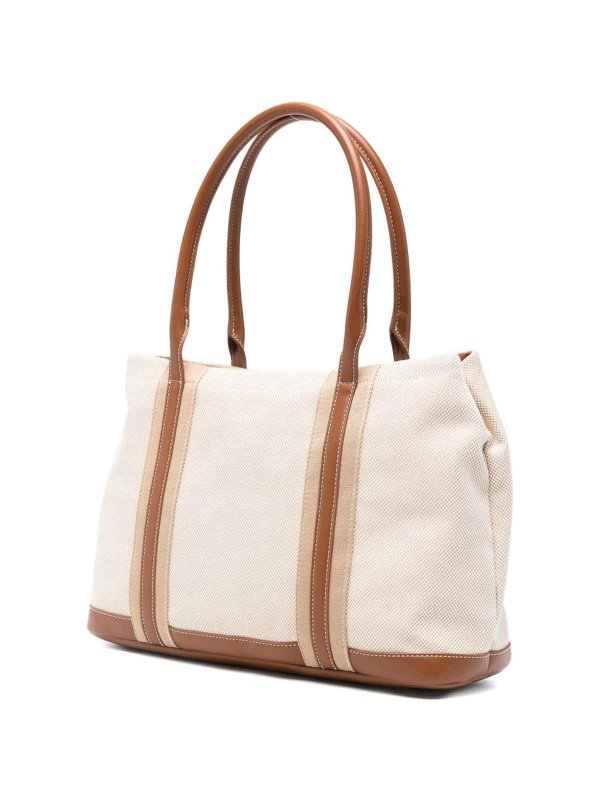 The Best Shops LOVE MOSCHINO: totes bags - Beige Cotton Shopping Bag With Embossed Logo