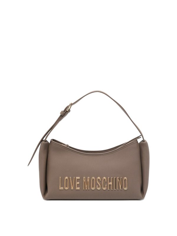 LOVE MOSCHINO: borse a spalla - Borsa A Tracolla Tortora Con Logo Oro
