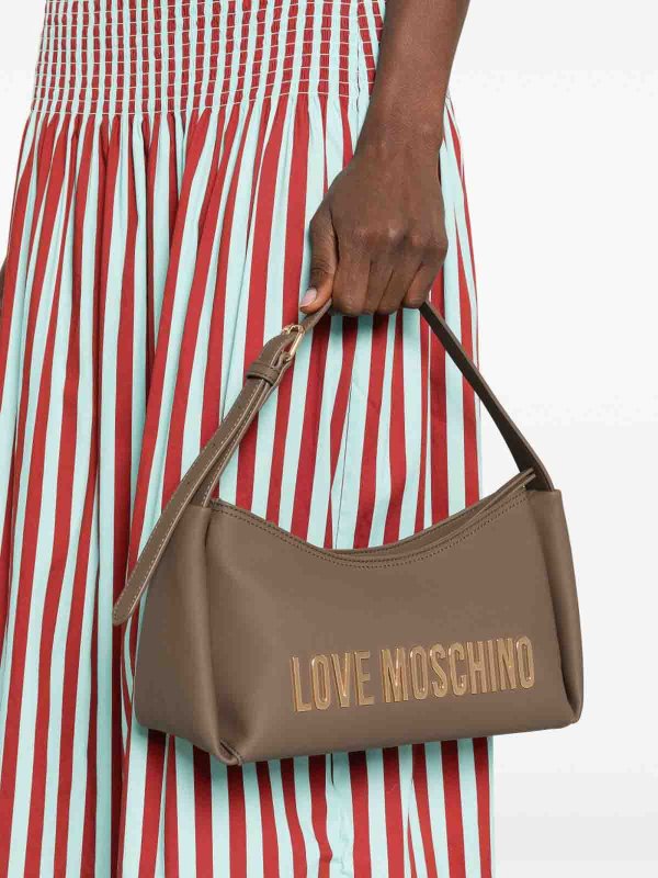 The Best Shops LOVE MOSCHINO: borse a spalla - Borsa A Tracolla Tortora Con Logo Oro