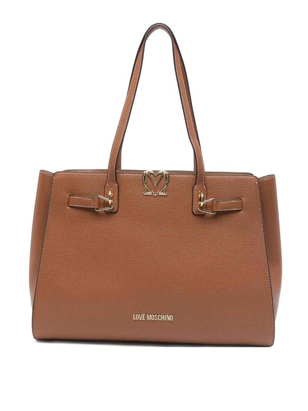 LOVE MOSCHINO: totes bags - Brown Eco-Leather Shopping Bag