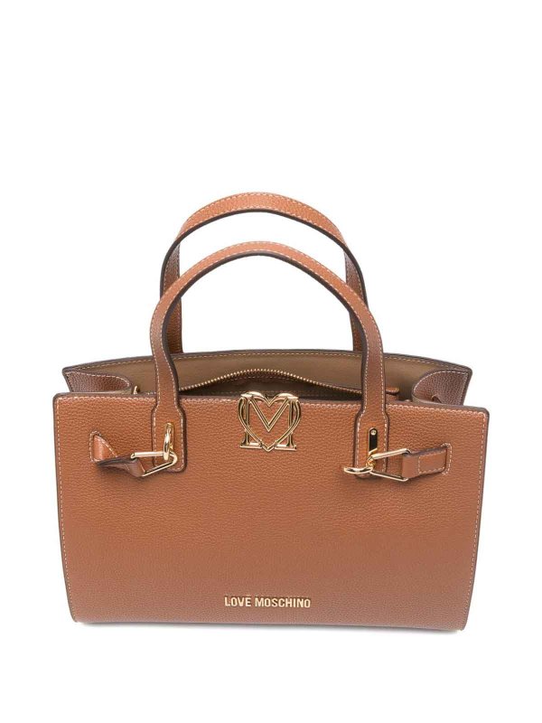 The Best Shops LOVE MOSCHINO: shopper - Borsa A Mano In Ecopelle Marrone Con Tracolla