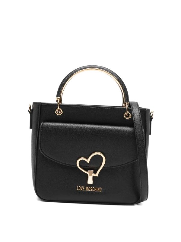 LOVE MOSCHINO: totes bags - Black Eco-Leather Tote Handbag