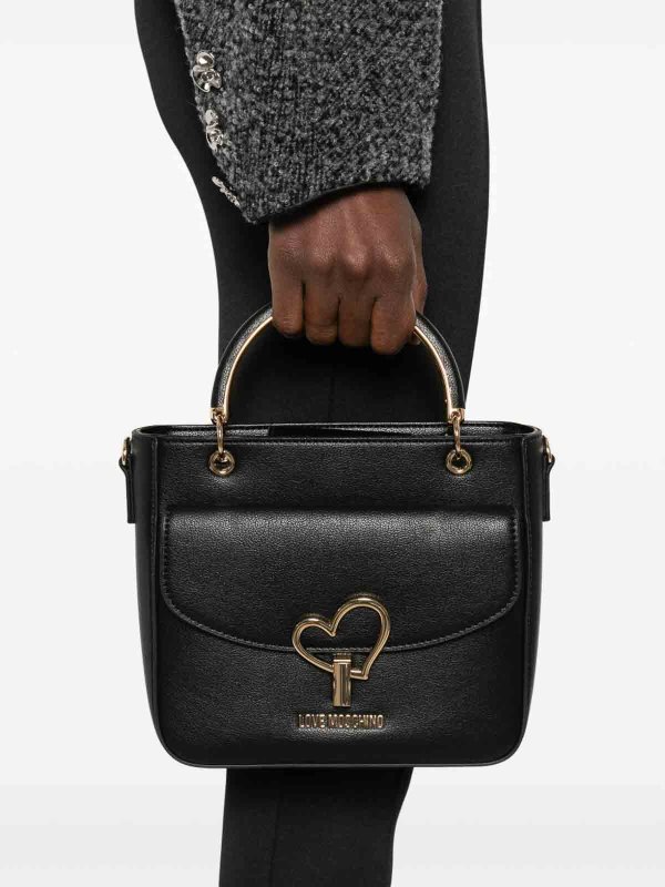 LOVE MOSCHINO: totes bags online - Black Eco-Leather Tote Handbag