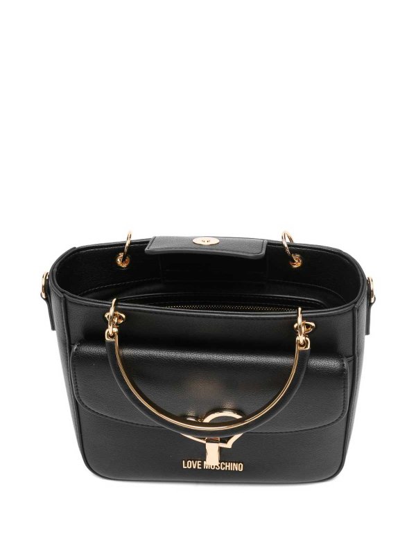 Black Eco-Leather Tote Handbag Replica 
online: LOVE MOSCHINO