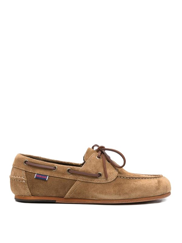 SEBAGO: Loafers & Slippers - Boat Shoes In Suede Brown Taupe