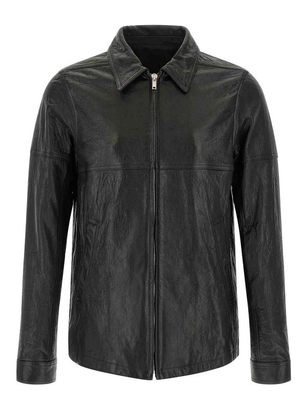 RICK OWENS: leather jacket - Brad Jacket