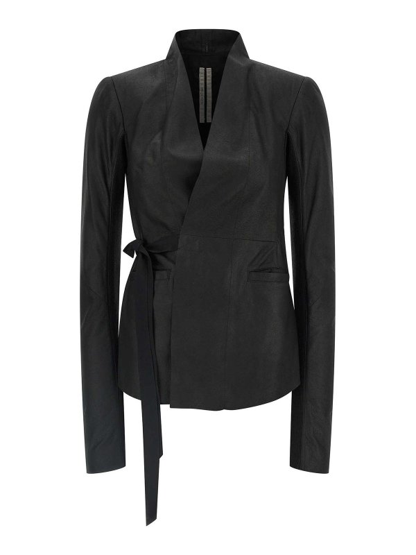 RICK OWENS: レザージャケット - レザージャケット - 黒