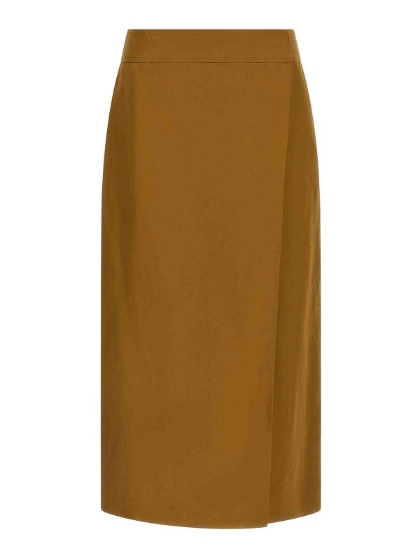 ALBERTO BIANI: ニーレングススカート＆ミディ丈 - 膝丈/ミディスカート - ブラウン