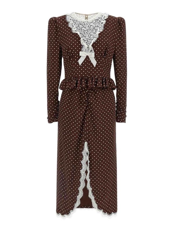 ALESSANDRA RICH: ニーレングスドレス - 膝丈ドレス - ブラウン