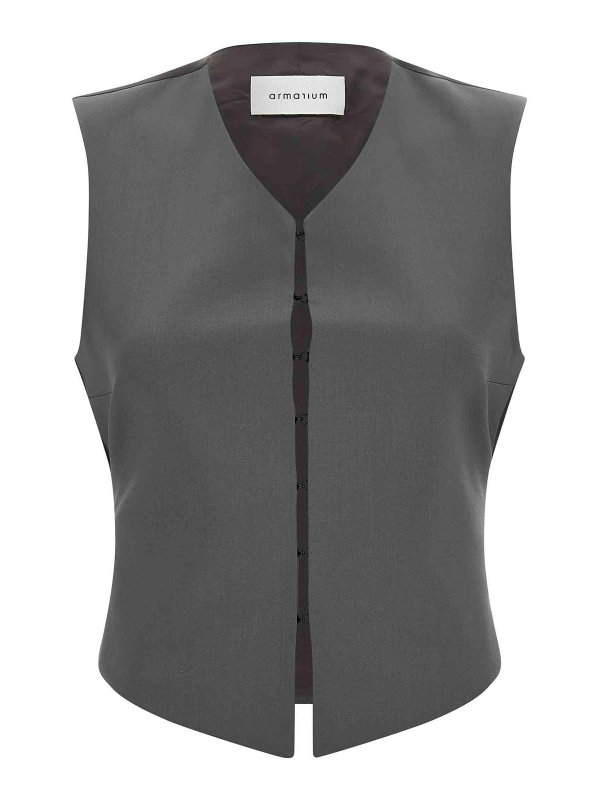 ARMARIUM: Strickpullover mit Rundhalsausschnitt - Rundhalspullover - Grau