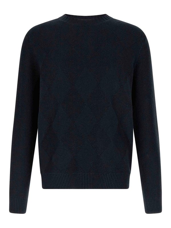 BALLANTYNE: Strickpullover mit Rundhalsausschnitt - Rundhalspullover - Blau