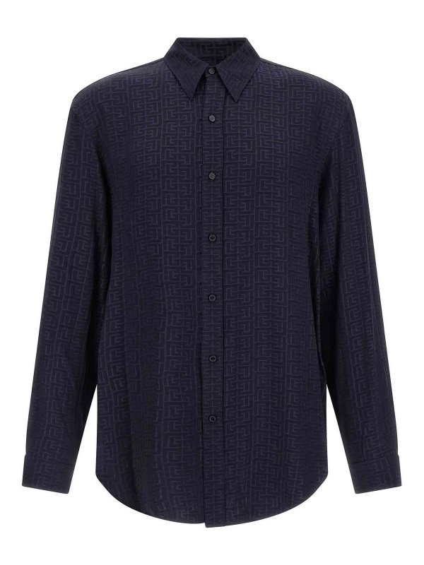 Balmain: camicie - Camicia con monogramma jacquard