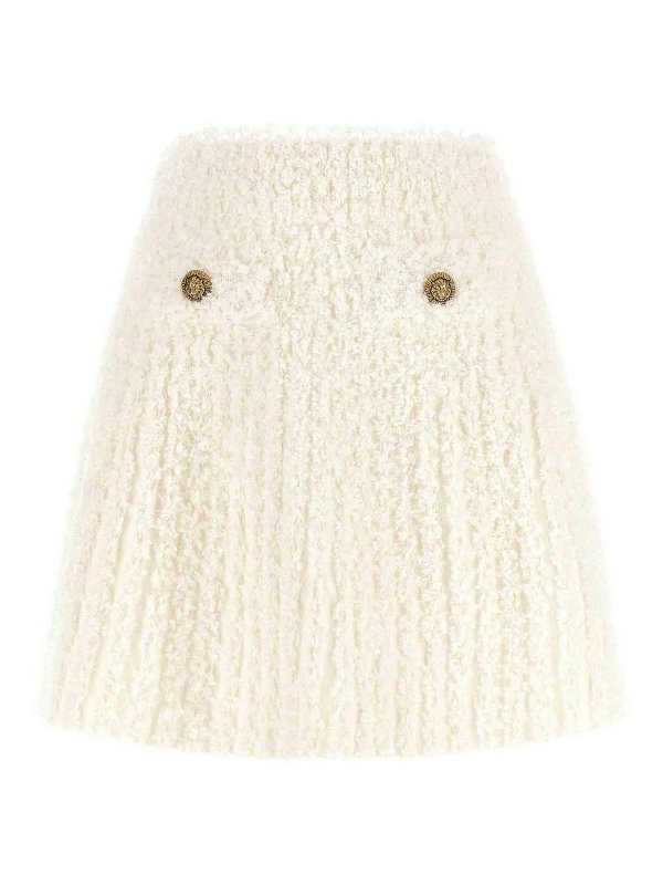 Balmain: ニーレングススカート＆ミディ丈 - 膝丈/ミディスカート - 白