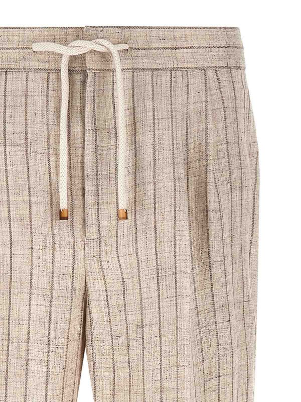 The Best Shops BRUNELLO CUCINELLI: casual trousers - Striped Linen Trousers