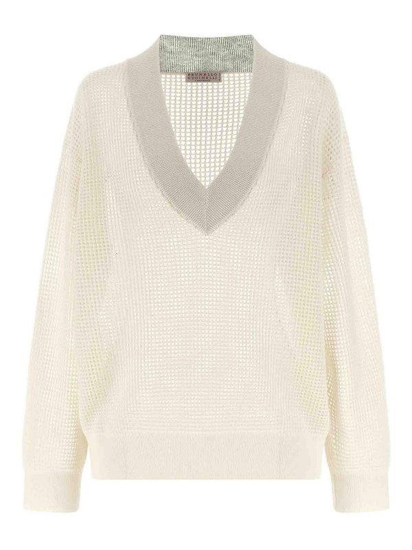 BRUNELLO CUCINELLI: v necks - Net Mesh