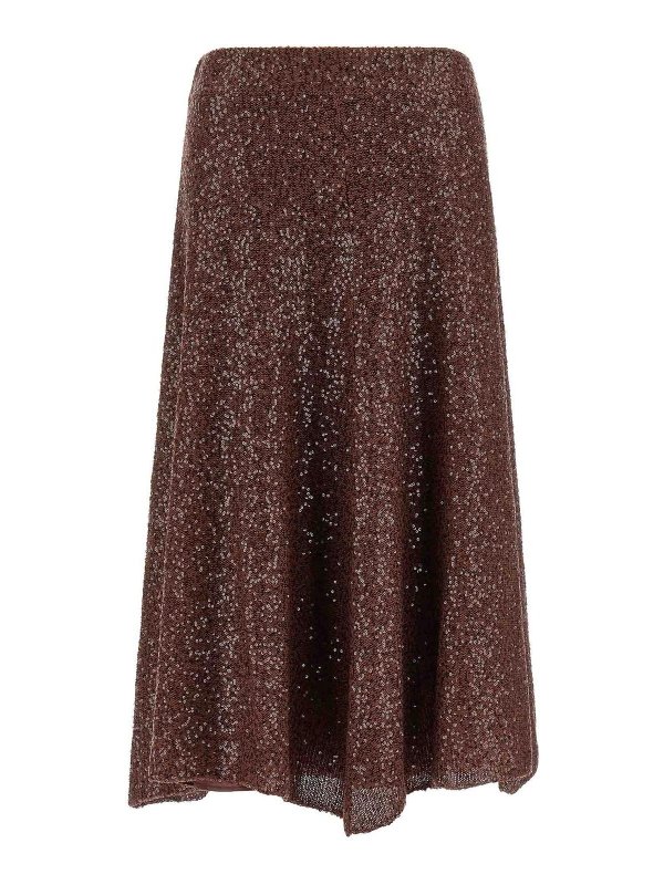 BRUNELLO CUCINELLI: ニーレングススカート＆ミディ丈 - 膝丈/ミディスカート - ヌードカラー