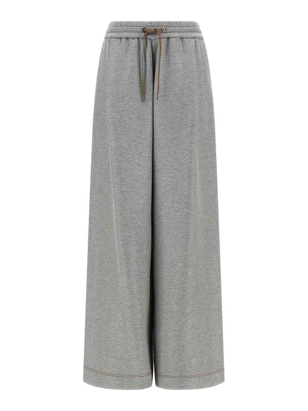 BRUNELLO CUCINELLI: スウェットパンツ - トラックスーツ ボトムス - 銀