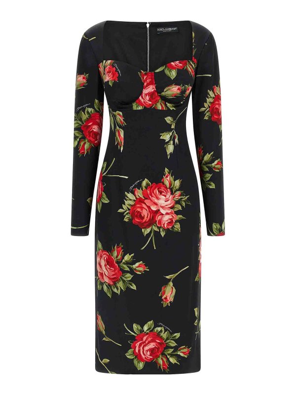 DOLCE & GABBANA: Knielange Kleider - Knielanges Kleid - Schwarz