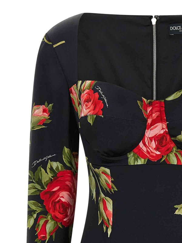 The Best Shops DOLCE & GABBANA: Knielange Kleider - Knielanges Kleid - Schwarz