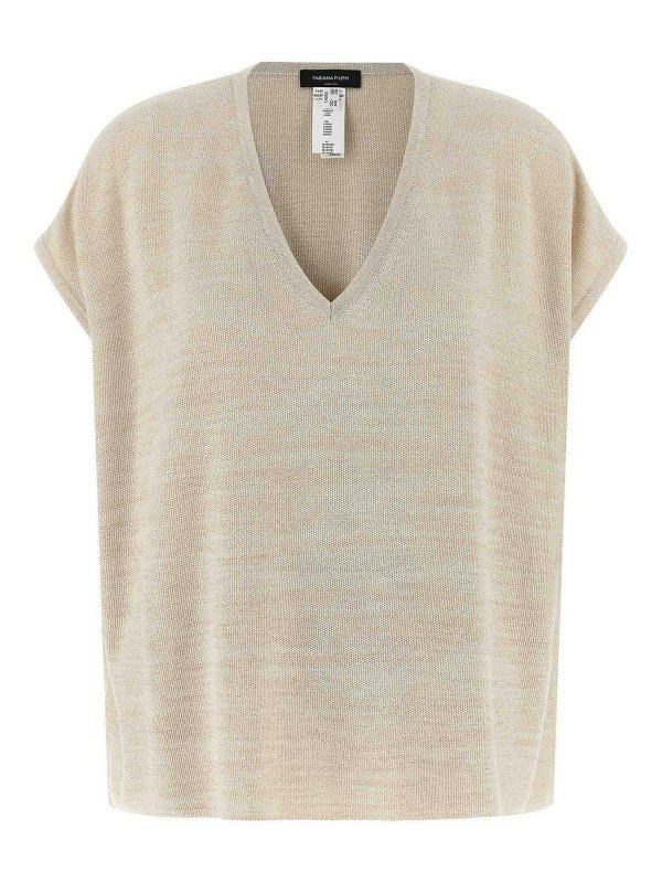 FABIANA FILIPPI: Strickpullover mit Rundhalsausschnitt - Rundhalspullover - Gold