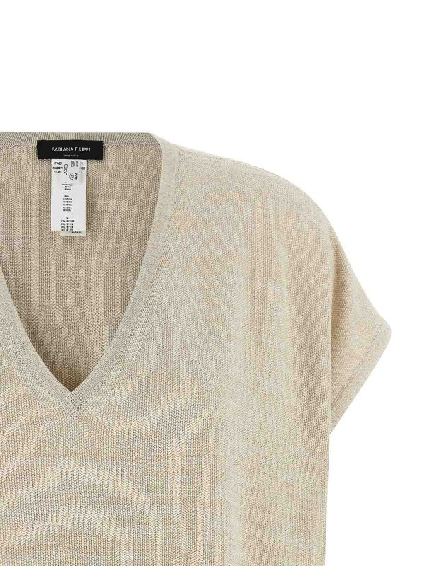 The Best Shops FABIANA FILIPPI: Strickpullover mit Rundhalsausschnitt - Rundhalspullover - Gold