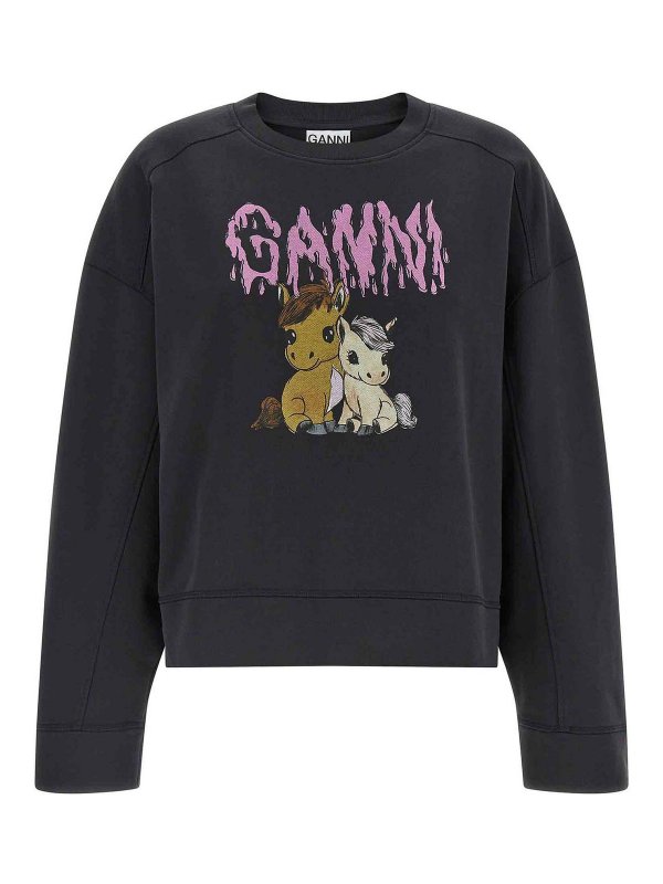 GANNI: スウェット＆セーター - スウェットシャツ/セーター - 黒