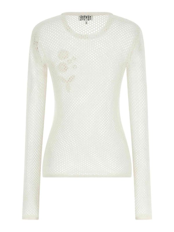 GANNI: Strickpullover mit Rundhalsausschnitt online - Rundhalspullover - Weiß