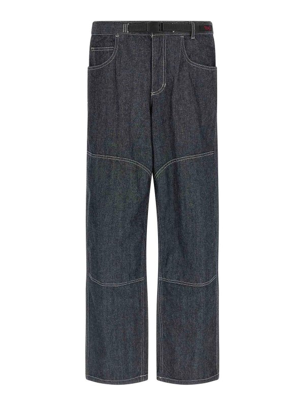 GRAMICCI: straight leg jeans - Japanese Chambray Double Knee Jeans