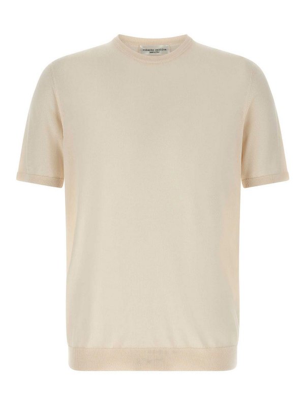 ROBERTO COLLINA: Strickpullover mit Rundhalsausschnitt - Rundhalspullover - Beige