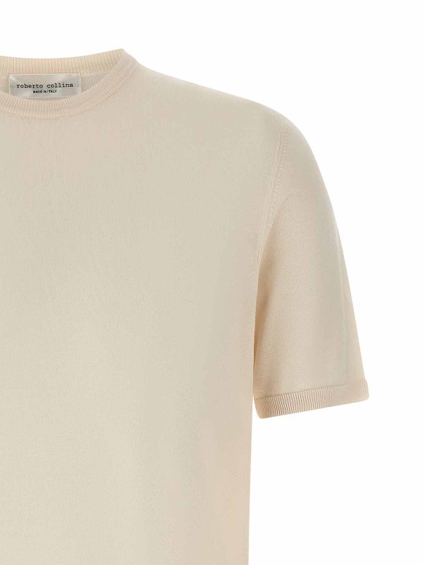 The Best Shops ROBERTO COLLINA: Strickpullover mit Rundhalsausschnitt - Rundhalspullover - Beige